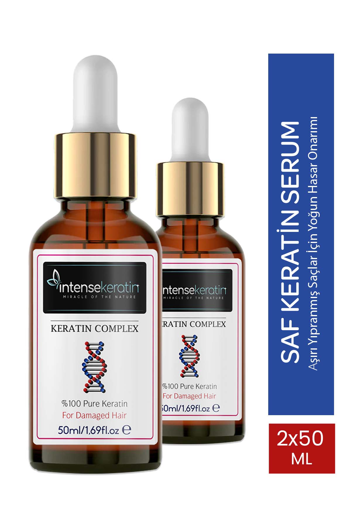 Aşırı Yıpranmış Saçlar Için Saf Keratin Serum 2x 50 ml Yanan Saç Serumu, Yoğun Bakım Onarıcı Mat Saç