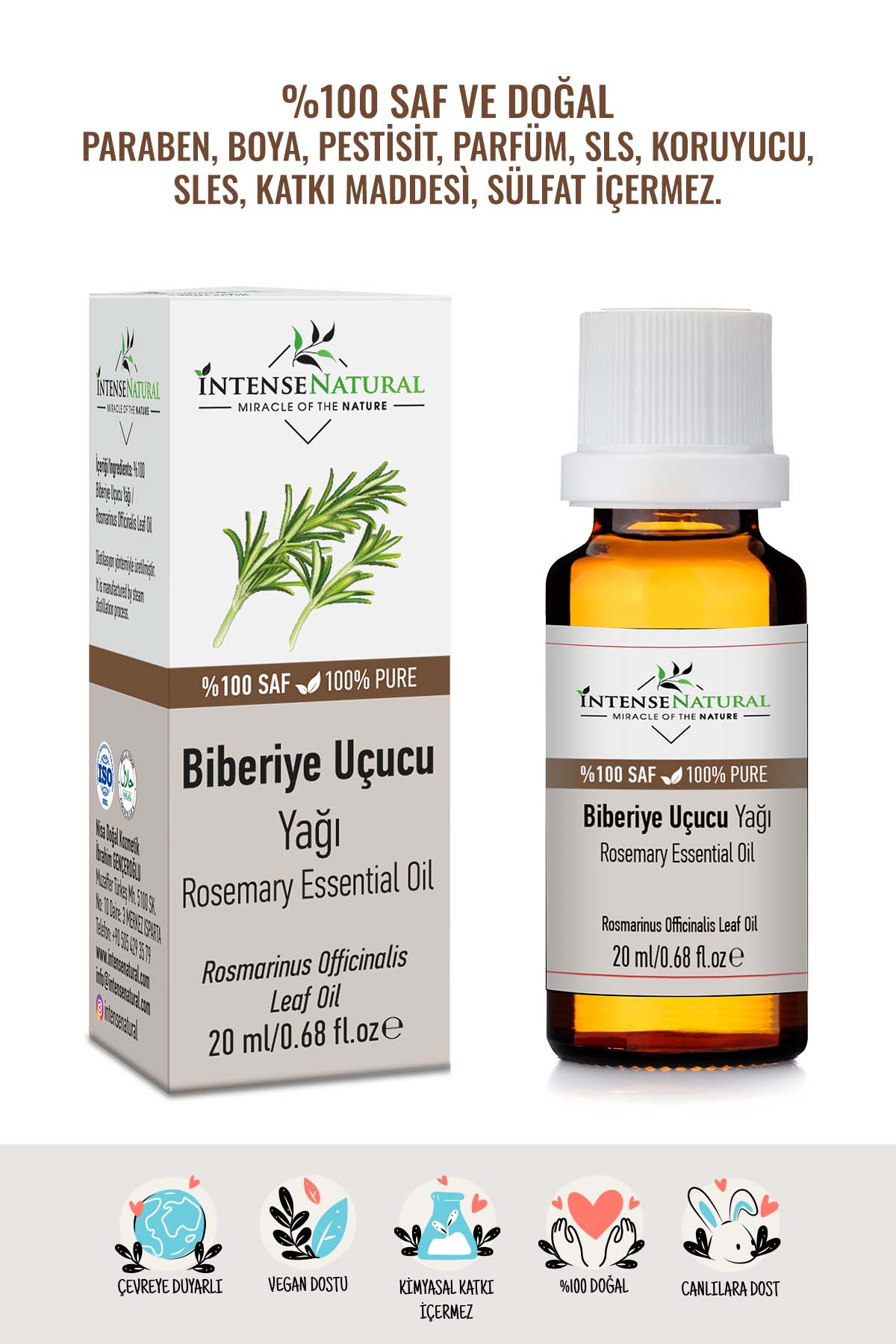 Biberiye Uçucu Yağı 20 Ml %100 Saf Doğal Aromaterapi Esansiyel Yağ