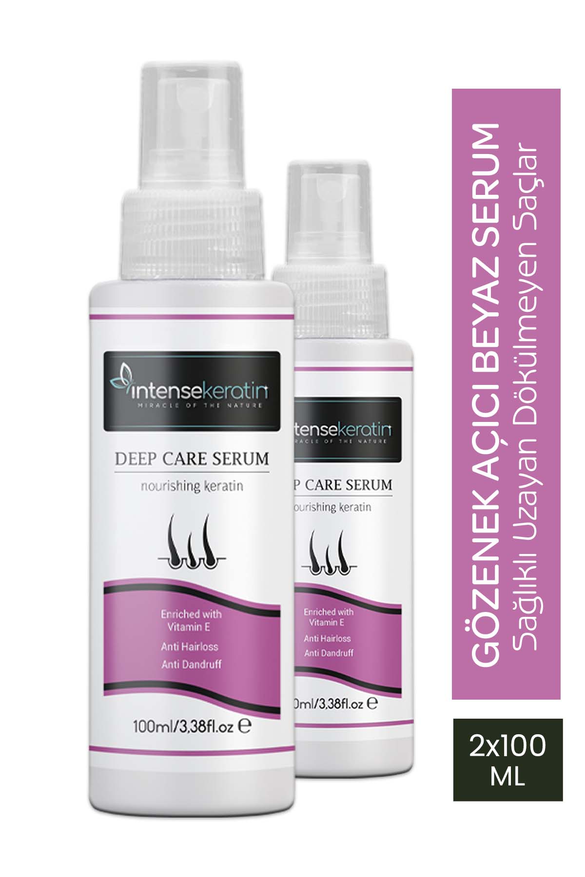 Gözenek Açıcı Beyaz Serum 100 Ml X 2 Allantoin Panthenol Ve Saf Keratin Özlü Hızlı Saç Uzatma Toniği