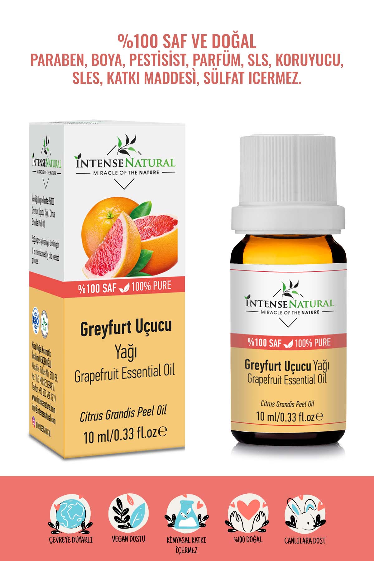 Greyfurt Uçucu Yağı 10 ml Soğuk Sıkım Esansiyel Aromaterapi %100 Saf ve Doğal Grapefruit Essential Oil