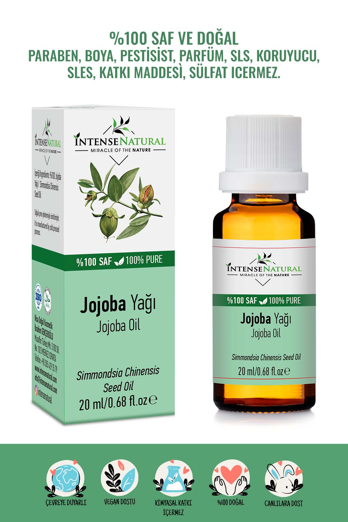 Jojoba Yağı %100 Saf ve Doğal Soğuk Sıkım Bitkisel Taşıyıcı Sabit Yağ Jojoba Carrier Oil