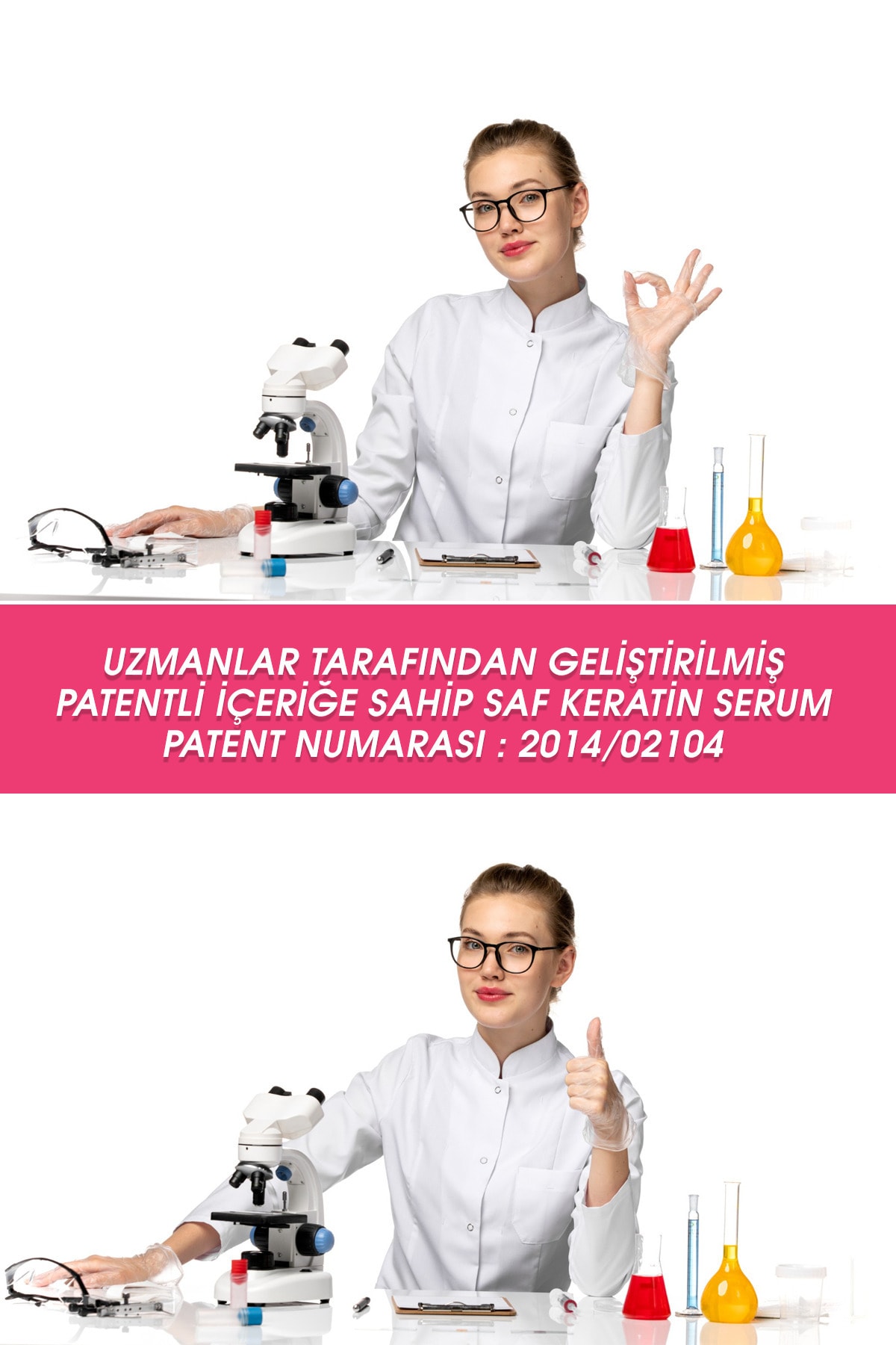 Aşırı Yıpranmış Saçlar Için Saf Keratin Serum 2x 50 ml Yanan Saç Serumu, Yoğun Bakım Onarıcı Mat Saç