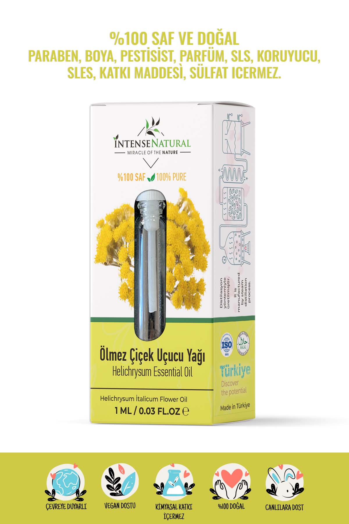 Ölmez Çiçek Uçucu Yağı 1 ml %100 Saf ve Doğal Helichrysum Essential Oil