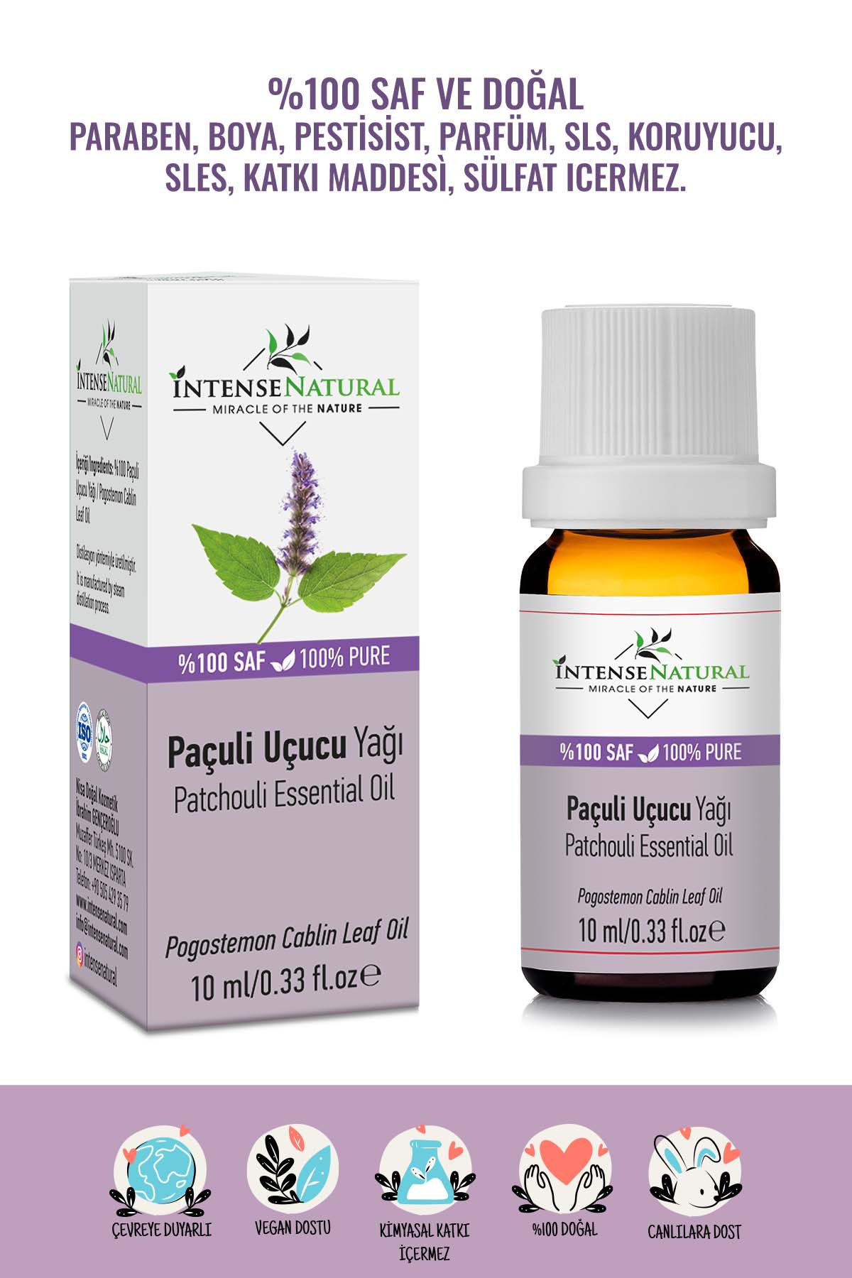 Paçuli (Tefarik) Uçucu Yağı 10 ml Su Buharı Distilasyonu Esansiyel %100 Saf ve Doğal Patchouli Essential Oil