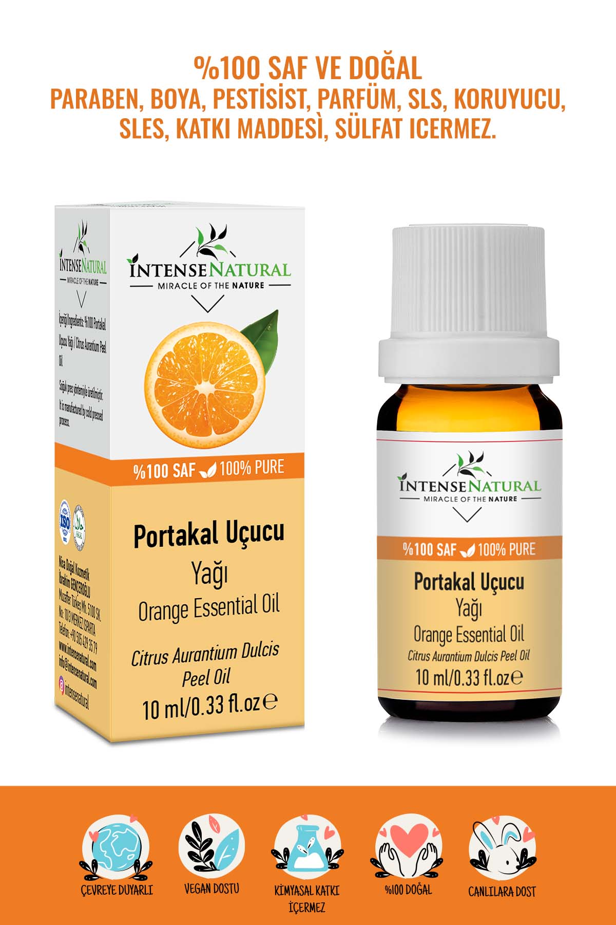 Portakal Uçucu Yağı 10 ml Soğuk Sıkım Esansiyel Aromaterapi %100 Saf ve Doğal Orange Essential Oil