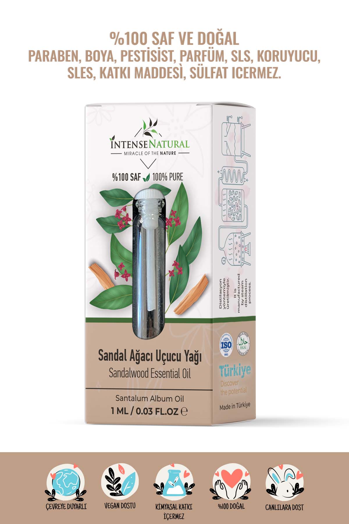 Sandal Ağacı Uçucu Yağı 1 ml %100 Saf Ve Doğal Sandalwood Essential Oil