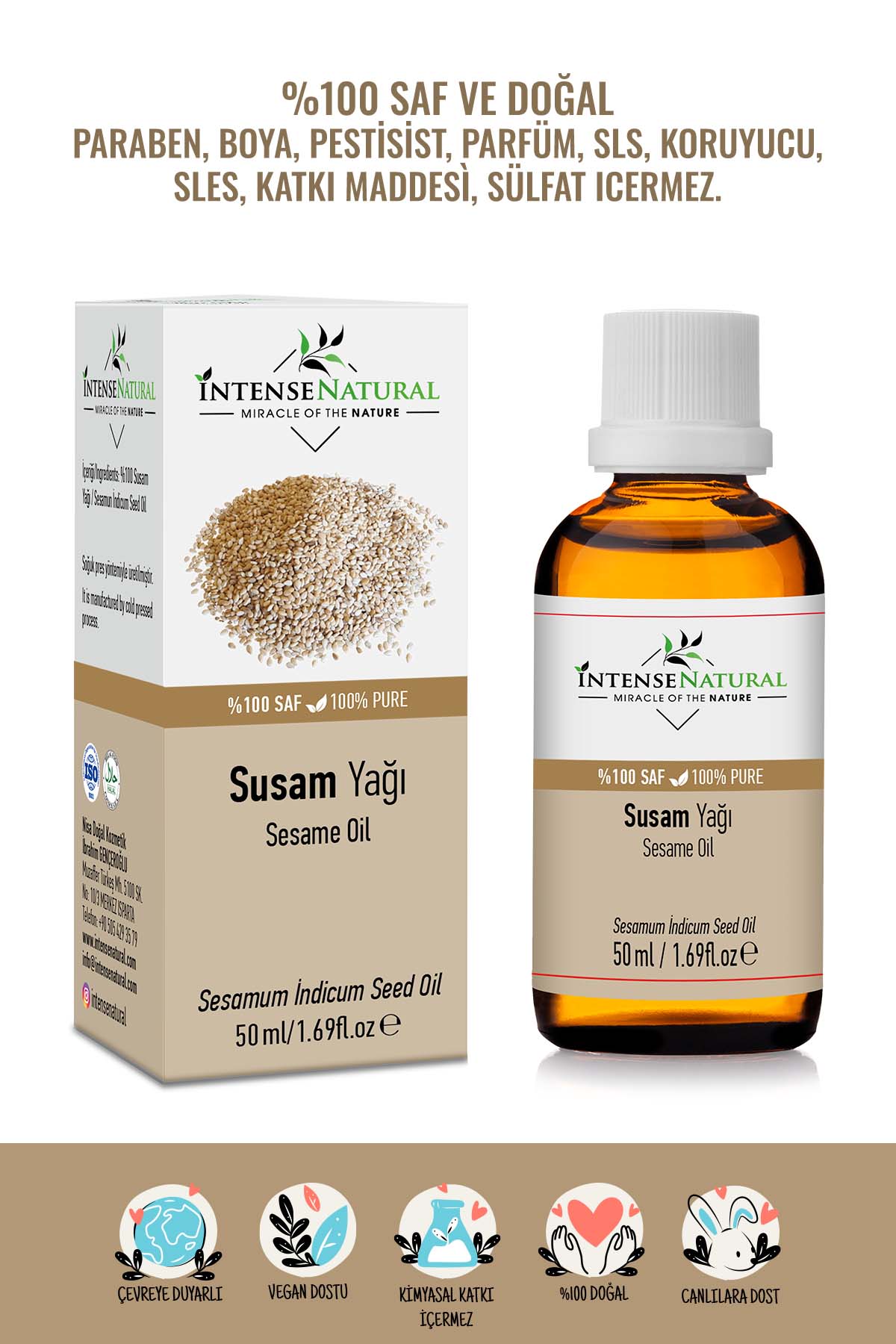 Susam Yağı %100 Saf ve Doğal Soğuk Sıkım Bitkisel Taşıyıcı Sabit Yağ Sesame Carrier Oil