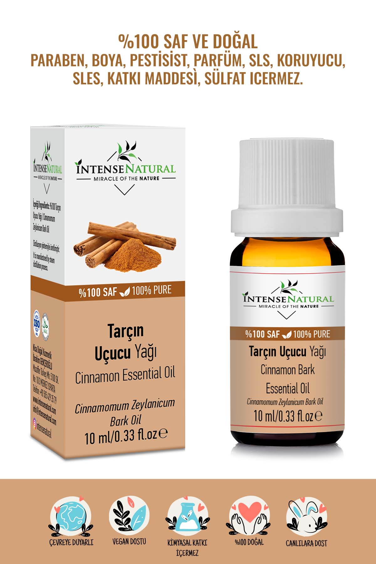 Tarçın Uçucu Yağı 10 ml Su Buharı Distilasyonu Esansiyel %100 Saf ve Doğal Cinnamon Essential Oil